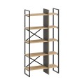 Detroit Megapap melamine bookcase in silky black - sapphire oak color 87.5x35.2x175cm.