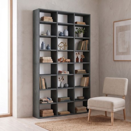 Diamond Megapap melamine bookcase in concrete grey color 102x16x178cm.