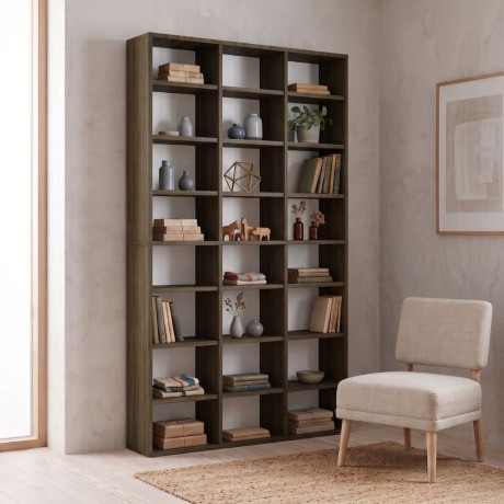 Diamond Megapap melamine bookcase in walnut color 102x16x178cm.