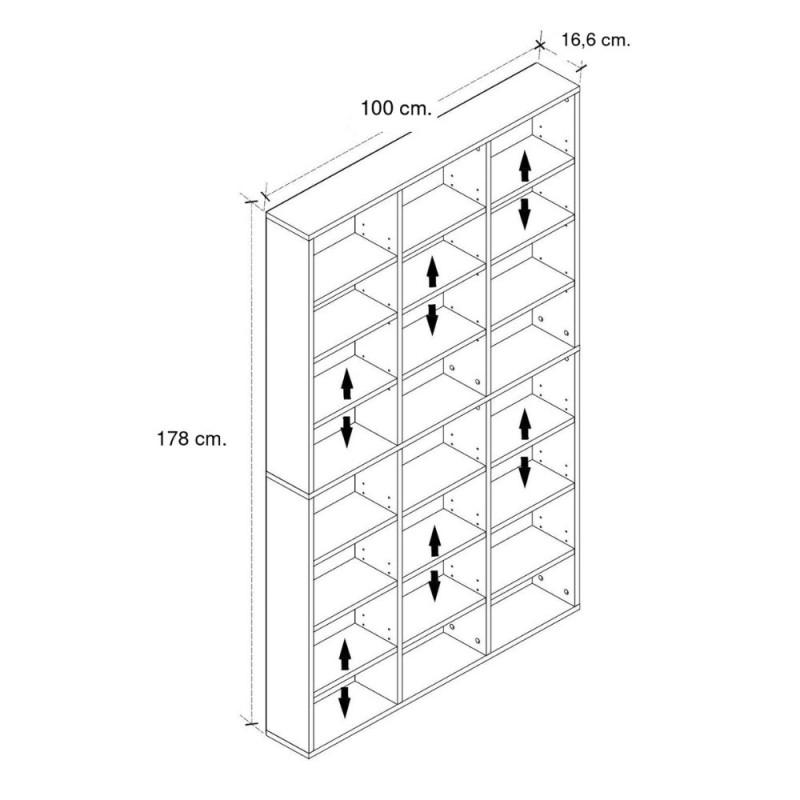 Βιβλιοθήκη Diamond Megapap χρώμα λευκό 100x16,6x178εκ.