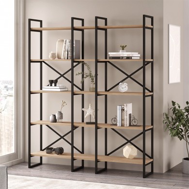 Dusan Megapap melamine bookcase in sepet oak color 143.5x30x175cm.