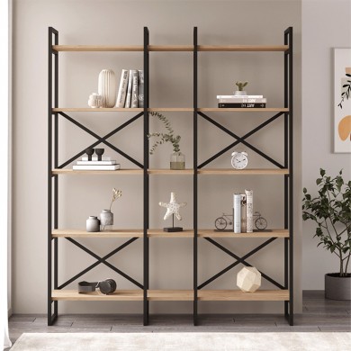 Dusan Megapap melamine bookcase in sepet oak color 143.5x30x175cm.
