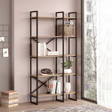 Dusan Megapap melamine bookcase in sepet oak color 87.5x30x175cm.
