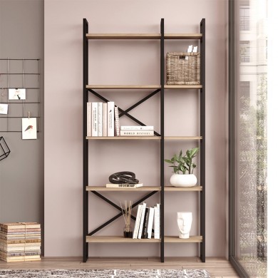 Dusan Megapap melamine bookcase in sepet oak color 87.5x30x175cm.