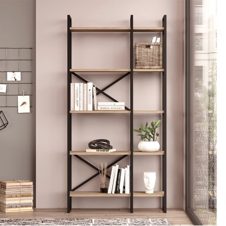 Dusan Megapap melamine bookcase in sepet oak color 87.5x30x175cm.