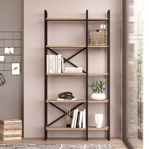 Βιβλιοθήκη Dusan Megapap χρώμα sepet oak 87,5x30x175εκ.