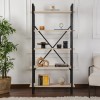 Βιβλιοθήκη Elysian Megapap χρώμα travertine - μαύρο 90x33,5x180εκ.