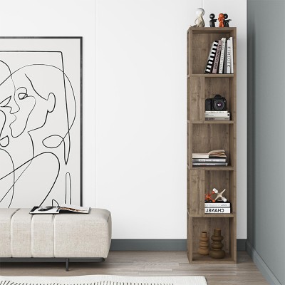 Βιβλιοθήκη γωνιακή Piano Megapap χρώμα ανοιχτό καρυδί 31,4x31,4x158,9εκ.