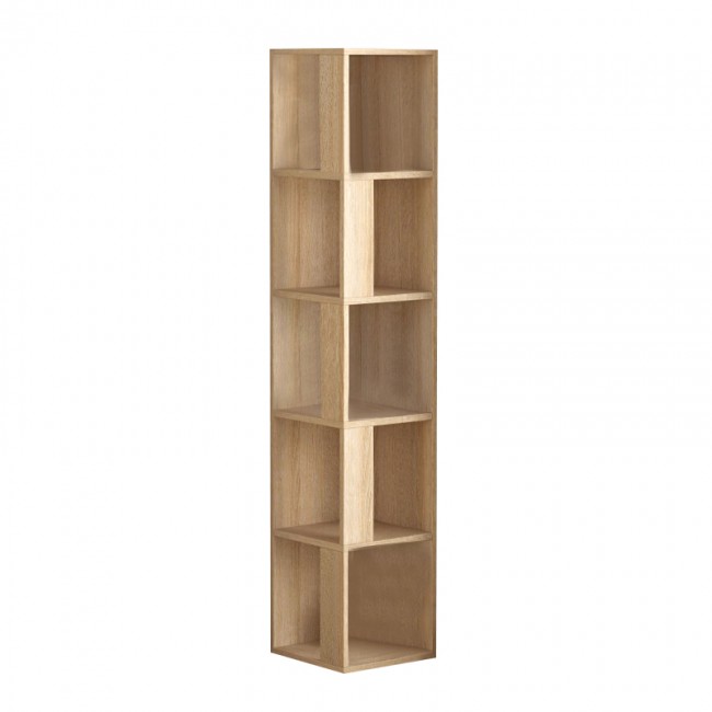 Piano Megapap corner melamine bookcase in oak color 31,4x31,4x158,9cm.