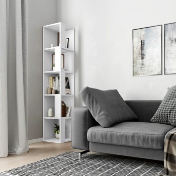 Βιβλιοθήκη γωνιακή Piano Megapap χρώμα λευκό 31,4x31,4x158,9εκ.