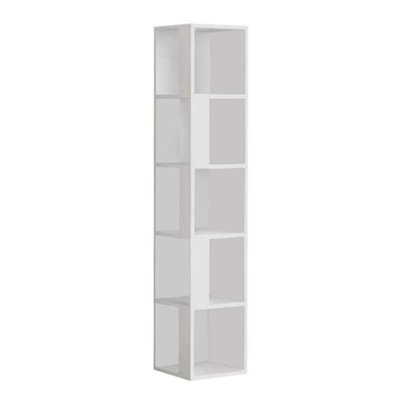 Piano Megapap corner melamine bookcase in white color 31,4x31,4x158,9cm.
