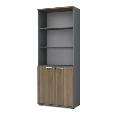 Venturo Megapap melamine office bookcase in athracite - walnut color 80x40x200cm.