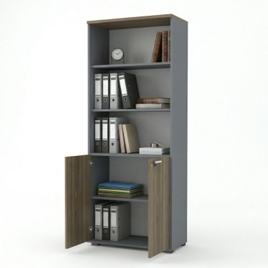 Venturo Megapap melamine office bookcase in athracite - walnut color 80x40x200cm.