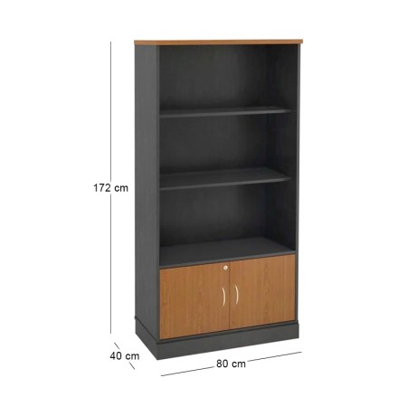 Office bookcase by melamine in dark grey - cherry color 80x40x172cm.
