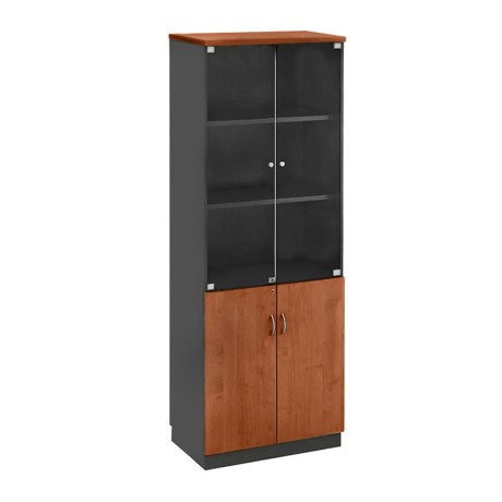 Office bookcase by melamine in dark grey - cherry color 80x40x211cm.