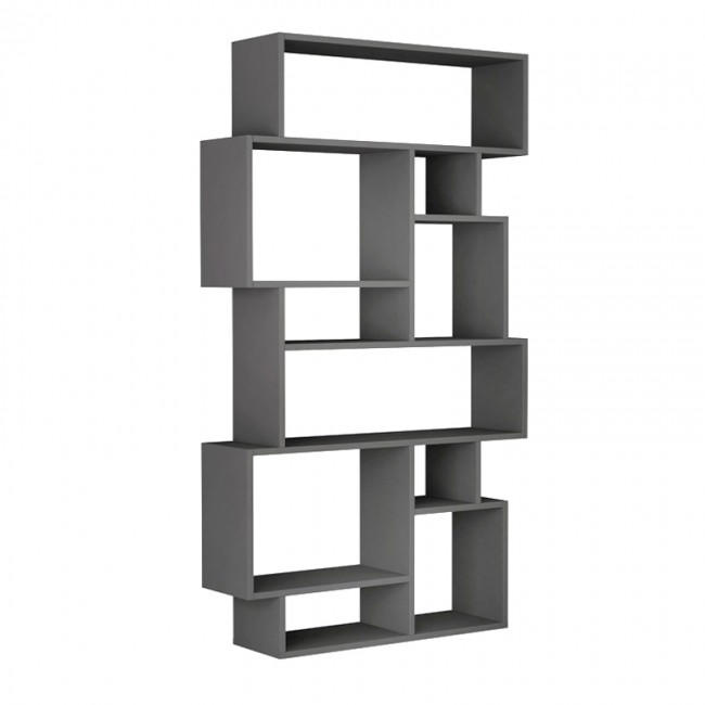 Βιβλιοθήκη Karmato Megapap χρώμα ανθρακί 96x25,5x168,5εκ.
