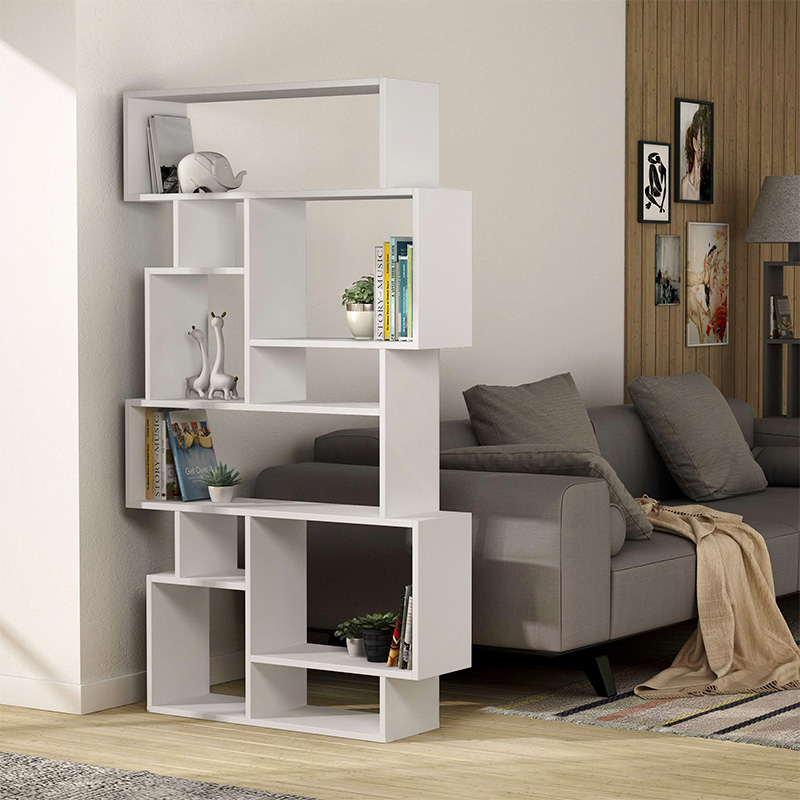 Karmato Megapap melamine bookcase in white color 96x25,5x168,5cm.