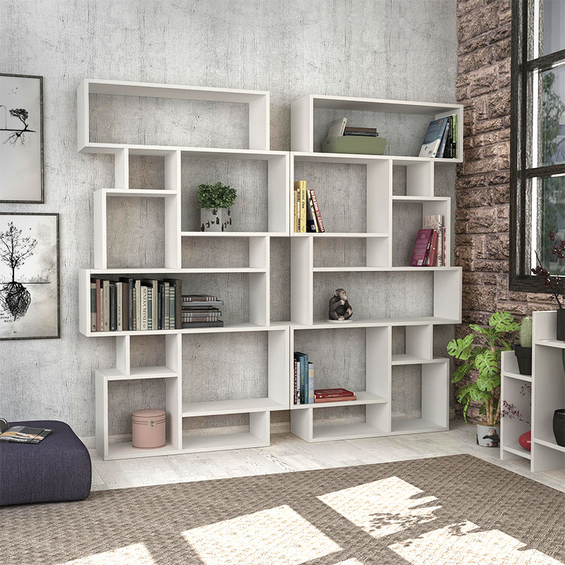 Karmato Megapap melamine bookcase in white color 96x25,5x168,5cm.
