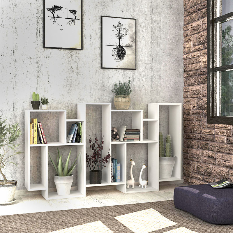 Karmato Megapap melamine bookcase in white color 96x25,5x168,5cm.