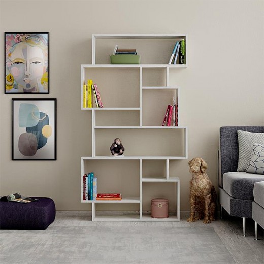 Βιβλιοθήκη Karmato Megapap χρώμα λευκό αντικέ 96x25,5x168,5εκ. Βιβλιοθήκη Karmato Megapap χρώμα λευκό αντικέ 96x25,5x168,5εκ.