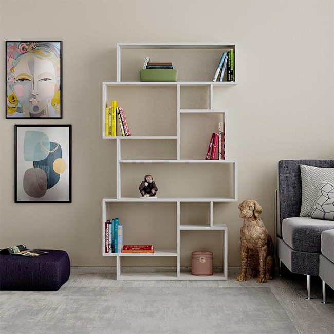 Βιβλιοθήκη Karmato Megapap χρώμα λευκό αντικέ 96x25,5x168,5εκ. Βιβλιοθήκη Karmato Megapap χρώμα λευκό αντικέ 96x25,5x168,5εκ.