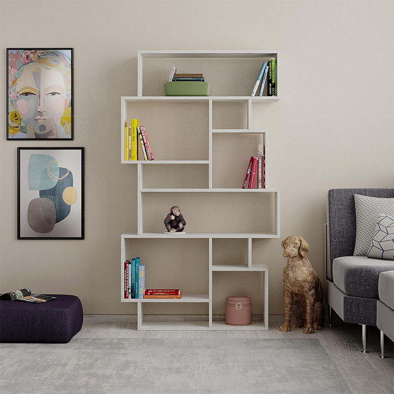 Karmato Megapap melamine bookcase in ancient white color 96x25,5x168,5cm.