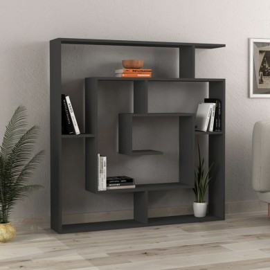 Labirent Megapap melamine bookcase in anthracite color 125x22x129cm.