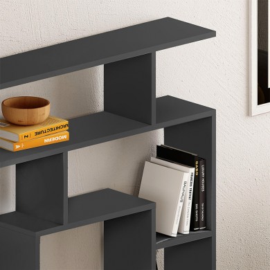 Labirent Megapap melamine bookcase in anthracite color 125x22x129cm.