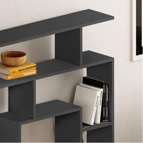 Labirent Megapap melamine bookcase in anthracite color 125x22x129cm.
