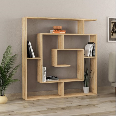 Labirent Megapap melamine bookcase in oak color 125x22x129cm.