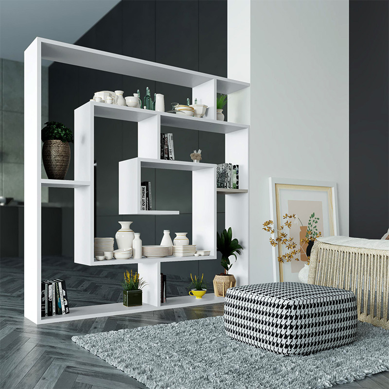 Βιβλιοθήκη Labirent Megapap χρώμα λευκό 125x22x129εκ.