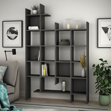 Manco Megapap melamine bookcase in anthracite color 122x25,5x188cm.
