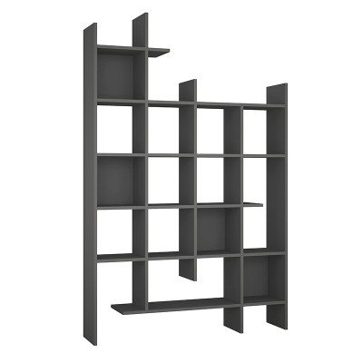 Βιβλιοθήκη Manco Megapap χρώμα ανθρακί 122x25,5x188εκ.