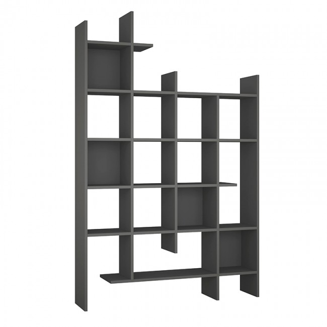Βιβλιοθήκη Manco Megapap χρώμα ανθρακί 122x25,5x188εκ.