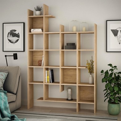 Manco Megapap melamine bookcase in oak color 122x25,5x188cm.