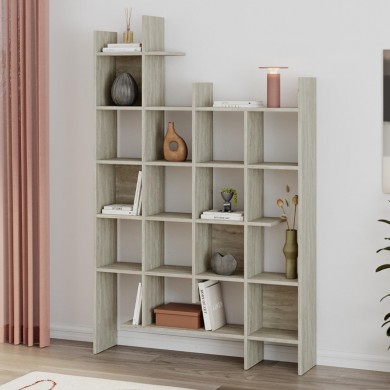 Manco Megapap melamine bookcase in neo travertine color 122x25,5x188cm.