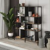 Maxi Megapap melamine bookcase in silky black - sapphire oak color 144x35x175cm.