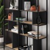 Maxi Megapap melamine bookcase in silky black - sapphire oak color 144x35x175cm.