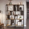 Maxi Megapap melamine bookcase in silky black - sapphire oak color 144x35x175cm.