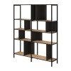 Maxi Megapap melamine bookcase in silky black - sapphire oak color 144x35x175cm.