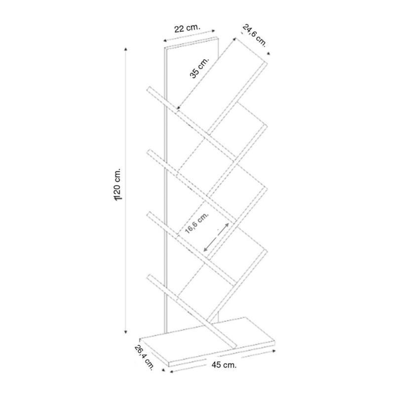 Βιβλιοθήκη Maxy Megapap χρώμα λευκό 45x26,4x120εκ.