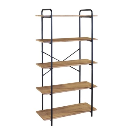 Βιβλιοθήκη μεταλλική - MDF χρώμα μαύρο - sonoma 80x34x144εκ.