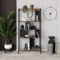 Midi Megapap melamine bookcase in silky black - sapphire oak color 88x35x175cm.