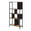 Midi Megapap melamine bookcase in silky black - sapphire oak color 88x35x175cm.