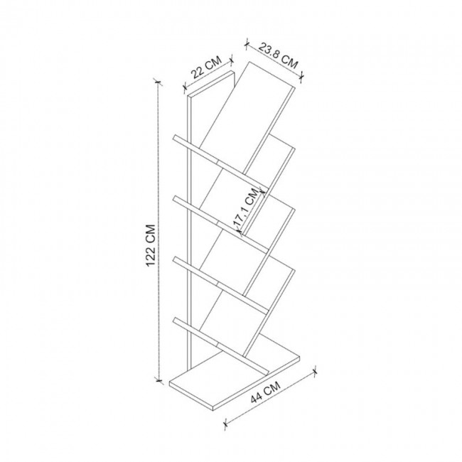 Βιβλιοθήκη μελαμίνης Milton Megapap χρώμα λευκό 44x22x121εκ.