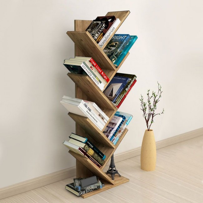 Milton Megapap melamine bookcase in pine oak color 44x22x121cm.