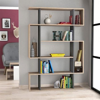 Βιβλιοθήκη Mito Megapap χρώμα φυσικό οξιάς - ανθρακί 108x25x161εκ. Βιβλιοθήκη Mito Megapap χρώμα φυσικό οξιάς - ανθρακί 108x25x161εκ.