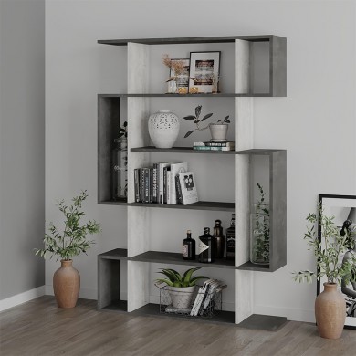 Mito Megapap melamine bookcase in antique white/retro grey color 108x25x161cm.