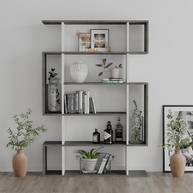 Mito Megapap melamine bookcase in antique white/retro grey color 108x25x161cm.
