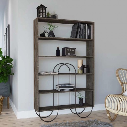 Βιβλιοθήκη Norfolk Megapap χρώμα dark coffee 96x25,5x160εκ.